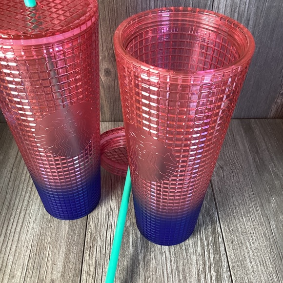 Starbucks Watermelon Pink Purple Gradient Grid Tumbler Venti Summer (2) Tublers - Picture 13 of 14